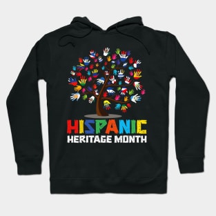 Hispanic Heritage Month Flags - Hand Flag Tree Roots Latino Hoodie